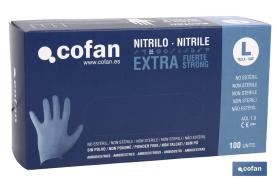 COFAN 11000214L - CAJA 100 UDS. GUANTES NITRILO 'EXTRA FUERTE' T - L