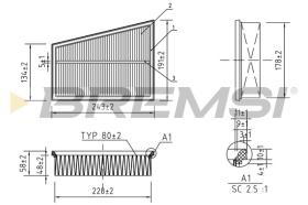 BREMSI FA0122 - AIR FILTER MERCEDES-BENZ, RENAULT