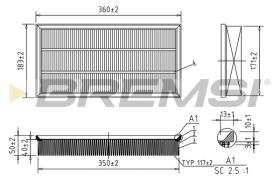 BREMSI FA0203 - AIR FILTER VW, AUDI, SKODA, SEAT