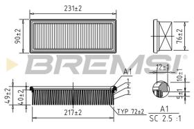 BREMSI FA0544 - AIR FILTER FIAT, LANCIA