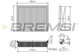 BREMSI FA0551 - AIR FILTER VW, AUDI, SKODA, SEAT