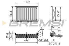 BREMSI FA0561 - AIR FILTER PEUGEOT, CITROEN, TOYOTA