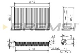 BREMSI FA0573 - AIR FILTER VW, SKODA, SEAT