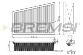 BREMSI FA0580 - AIR FILTER MERCEDES-BENZ, RENAULT