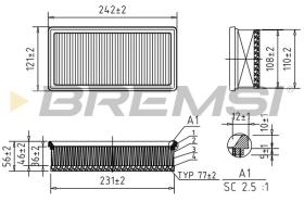 BREMSI FA1067 - AIR FILTER PEUGEOT, CITROEN