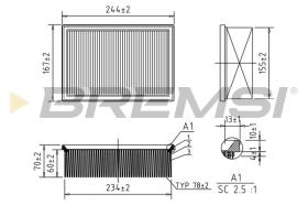 BREMSI FA1148 - AIR FILTER PEUGEOT, CITROEN