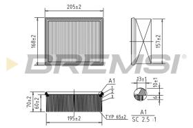 BREMSI FA1164 - AIR FILTER PEUGEOT, CITROEN