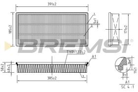 BREMSI FA1239 - AIR FILTER VW, AUDI, PORSCHE