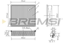 BREMSI FA1252 - AIR FILTER MERCEDES-BENZ, VW