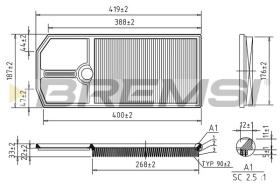 BREMSI FA1258 - AIR FILTER VW, SEAT, SKODA