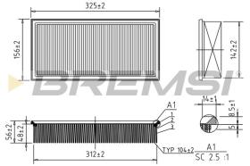 BREMSI FA1264 - AIR FILTER FIAT, PEUGEOT, CITROEN