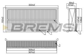 BREMSI FA1280 - AIR FILTER PEUGEOT, CITROEN