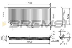 BREMSI FA1345 - AIR FILTER VW, AUDI, KTM, SKODA, SEAT