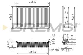 BREMSI FA1361 - AIR FILTER PEUGEOT, CITROEN