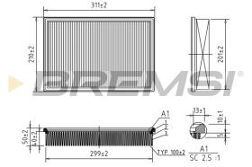 BREMSI FA1598 - AIR FILTER FORD, VW, SEAT