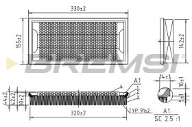 BREMSI FA2102 - AIR FILTER MERCEDES-BENZ, ISDERA