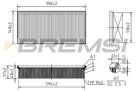 BREMSI FA2316 - AIR FILTER SAAB