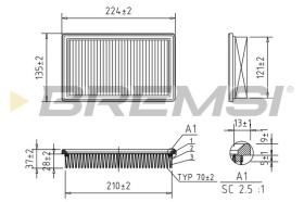 BREMSI FA2410 - AIR FILTER PIAGGIO, LIGIER, MICROCAR