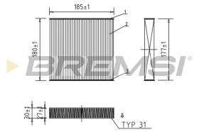 BREMSI FC0427 - CABIN FILTER FIAT, TOYOTA, DAIHATSU