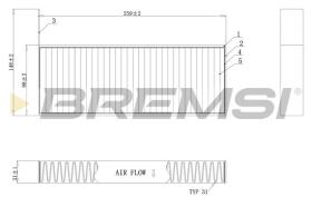 BREMSI FC0464C - CABIN FILTER PEUGEOT